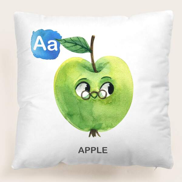 

Kids Apple Print Cushion Cover Without Filler, Multicolor