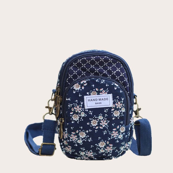 

Floral Graphic Crossbody Bag, Royal blue