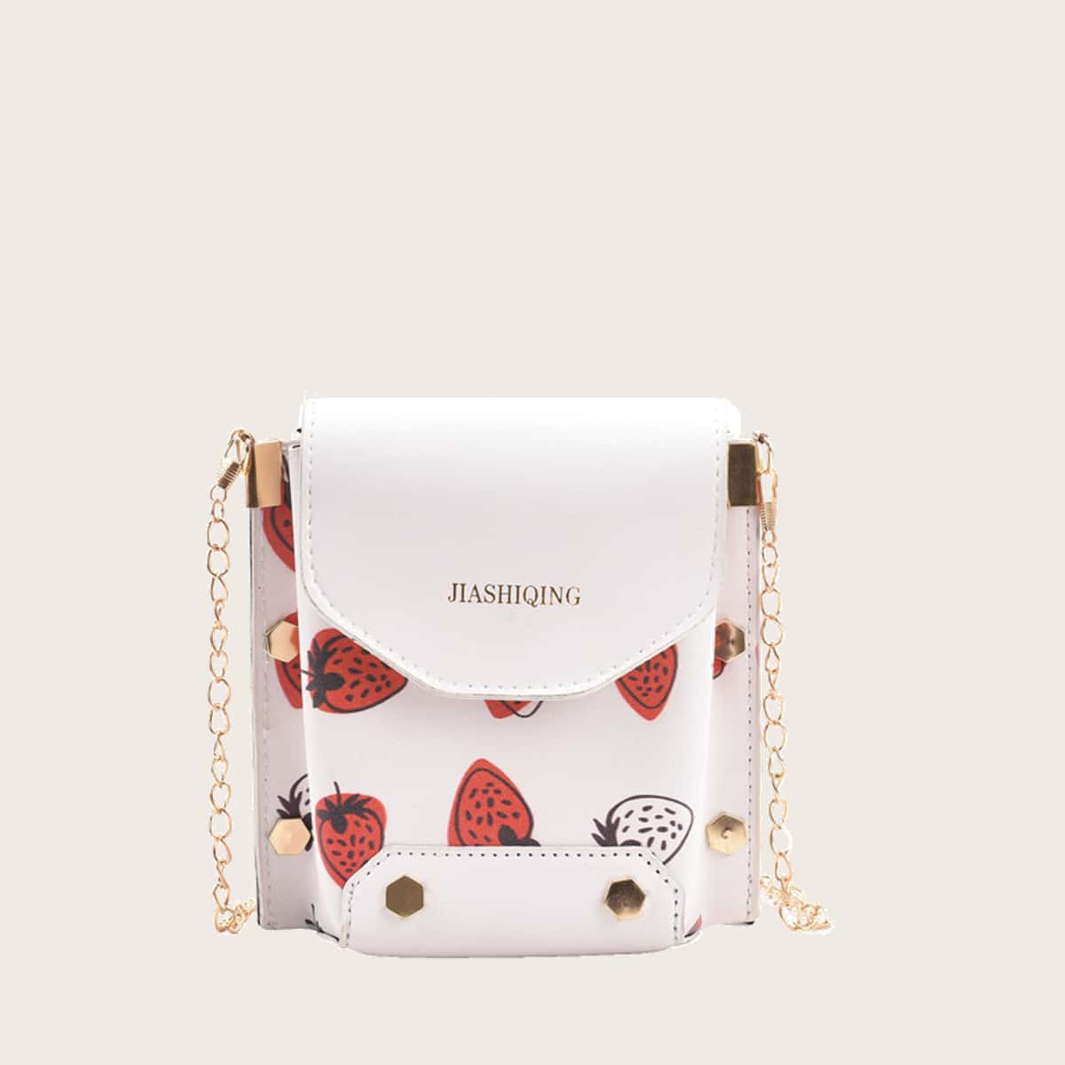 

Strawberry Chain Crossbody Bag, White