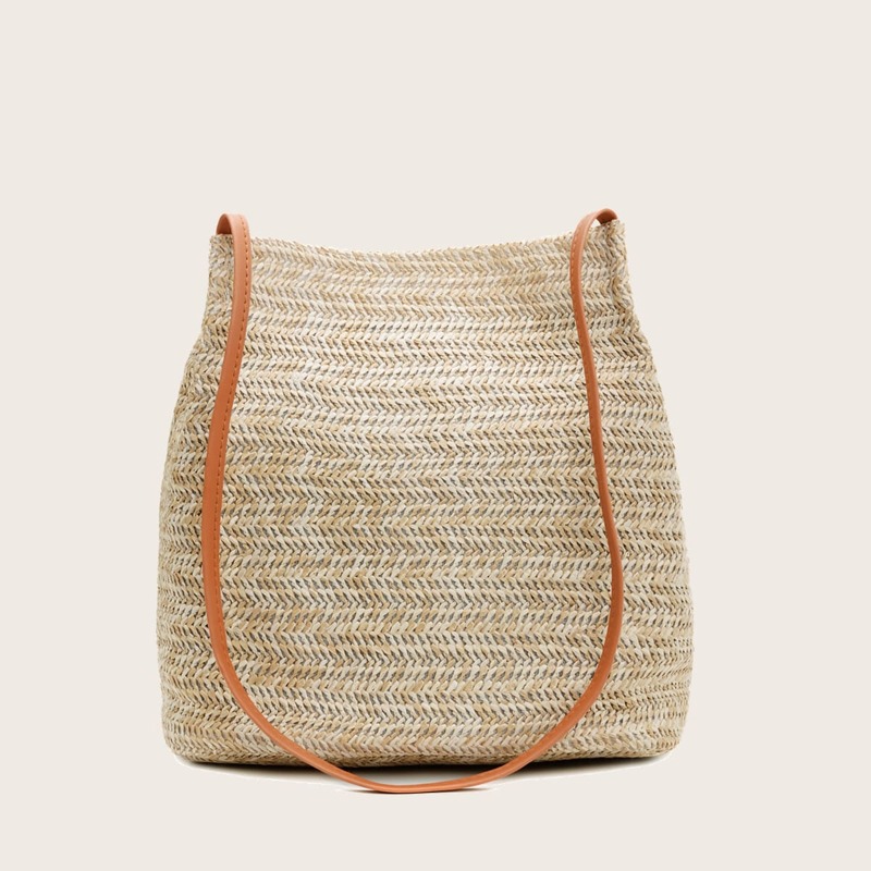 

Solid Straw Tote Bag, Khaki