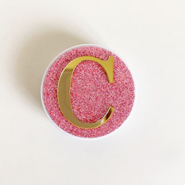 

Letter Graphic Glitter Pop-Out Phone Grip, Pink