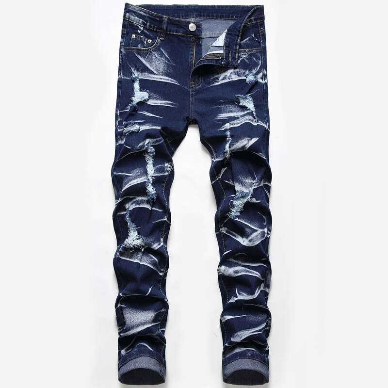 

Guys Washed Ripped Jeans, Dark wash