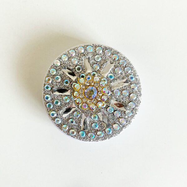 

Rhinestone Decor Pop-Out Phone Grip, Silver