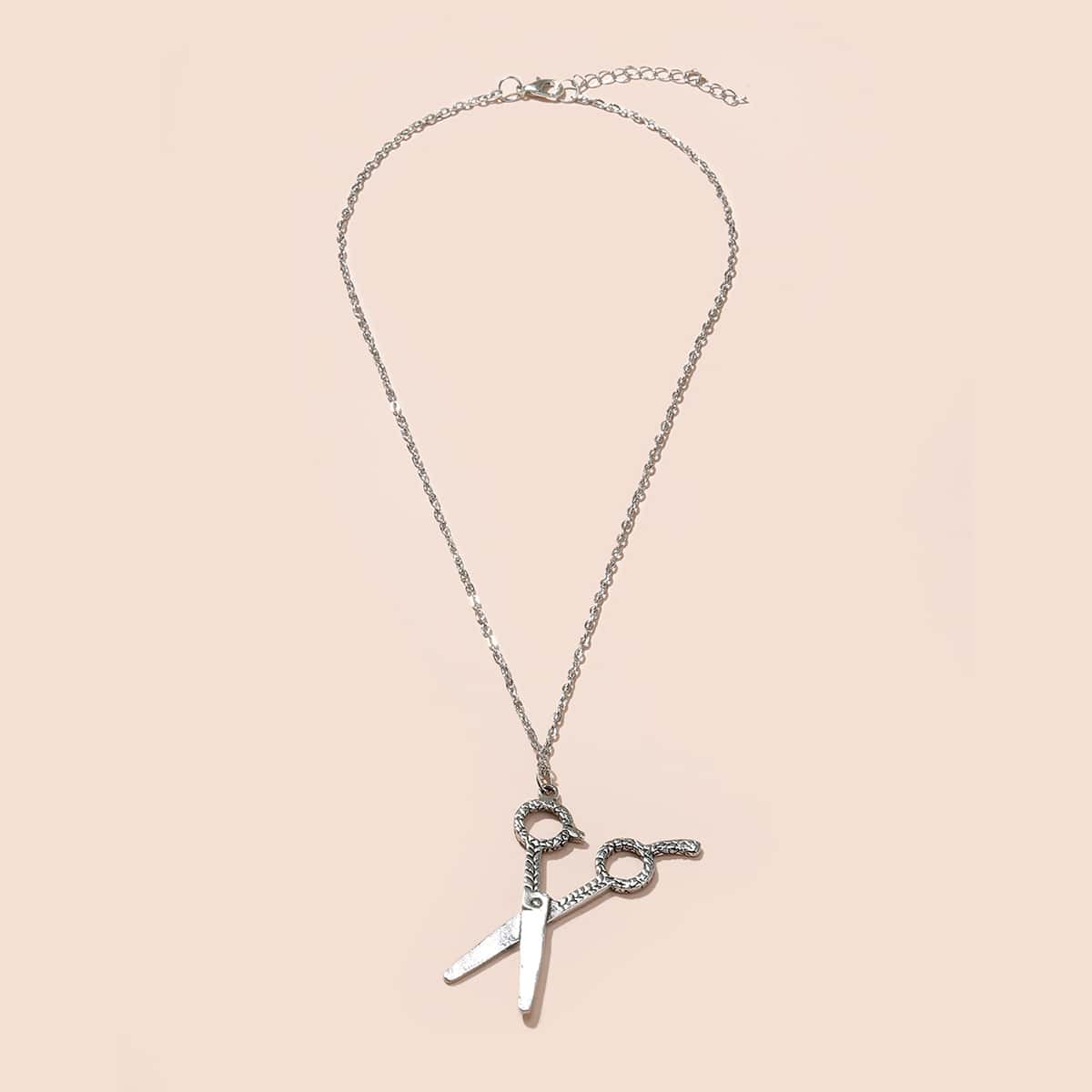 

1pc Scissors Pendant Chain Necklace, Silver