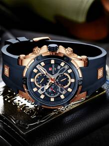 REWARD REWARD Men's Quartz Watch Silicone Band Business Fashion Style Timing Calendar Luminous Hands Multi-Functional Men Wristwatch High Quality Gift Classic Design Watch Band