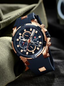 REWARD REWARD Men's Quartz Watch Silicone Band Business Fashion Style Timing Calendar Luminous Hands Multi-Functional Men Wristwatch High Quality Gift Classic Design Watch Band