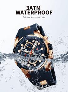 REWARD REWARD Men's Quartz Watch Silicone Band Business Fashion Style Timing Calendar Luminous Hands Multi-Functional Men Wristwatch High Quality Gift Classic Design Watch Band