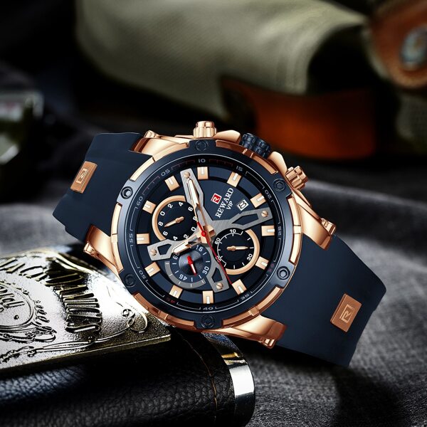 

Men Silicone Strap Round Pointer Quartz Watch
