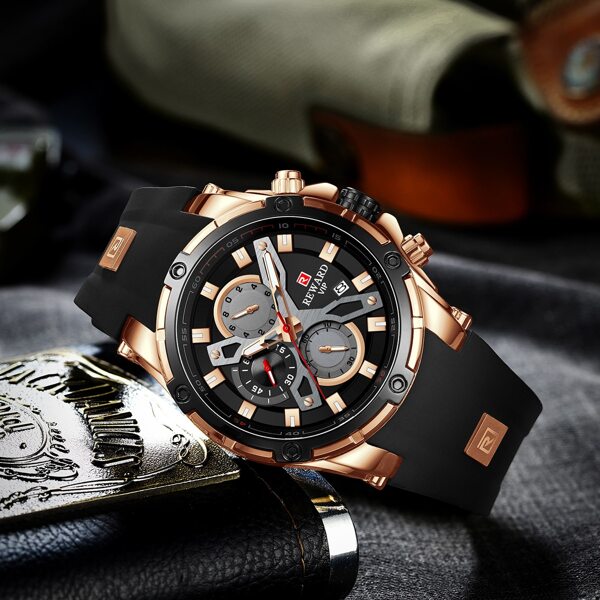 

Men Silicone Strap Round Pointer Quartz Watch