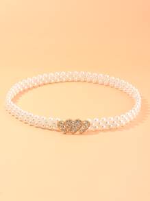 1 Miếng Cô gái Trân châu Hình trái tim Eo Thắt lưng - trắng - Xem 1