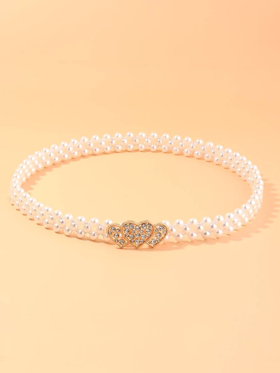 1 Miếng Cô gái Trân châu Hình trái tim Eo Thắt lưng - trắng - Xem 1