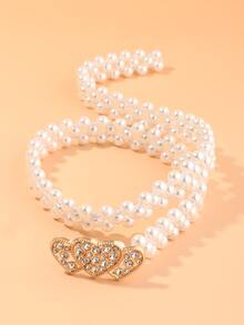 1 Miếng Cô gái Trân châu Hình trái tim Eo Thắt lưng - trắng - Xem 2