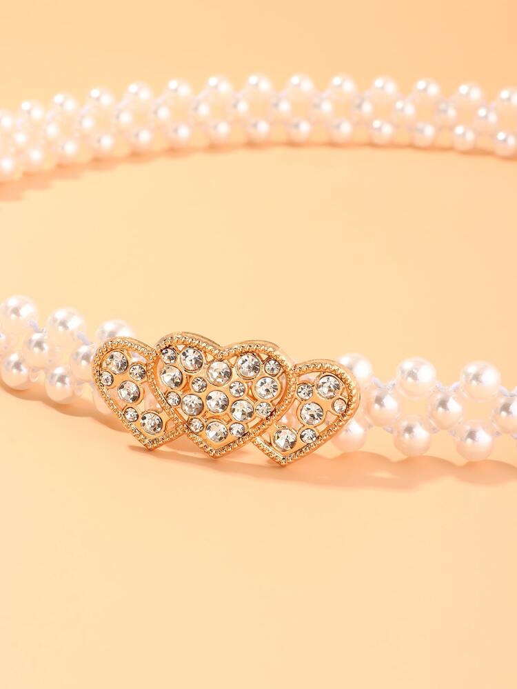 1 Miếng Cô gái Trân châu Hình trái tim Eo Thắt lưng - trắng - Xem 3