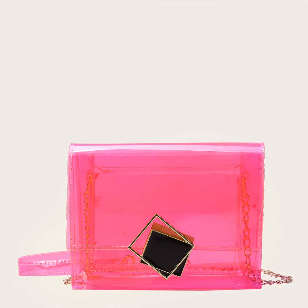 

Clear Chain Crossbody Bag, Hot pink