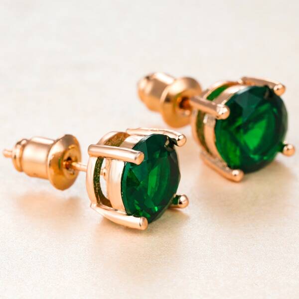 

Minimalist Stud Earrings, Green