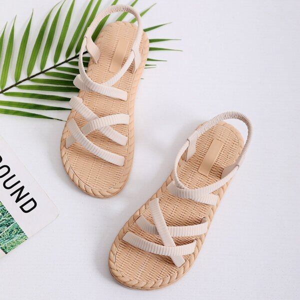 

Minimalist Open Toe Sandals, Beige