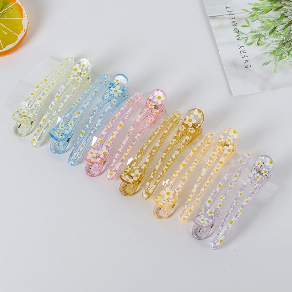 

12pcs Toddler Girls Floral Print Hair Clip, Multicolor