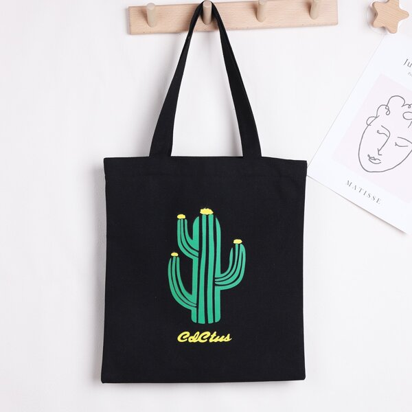 

Plants Graphic Shopper Bag, Black
