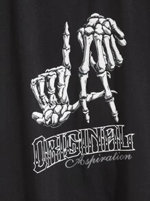 Manfinity Men Skeleton And Letter Graphic Tee - Black - View 3