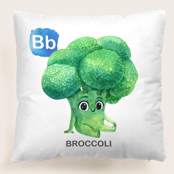 

Kids Broccoli Print Cushion Cover Without Filler, Multicolor