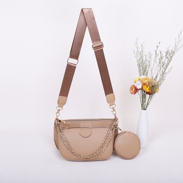 

3pcs Minimalist Crossbody Bag Set, Khaki