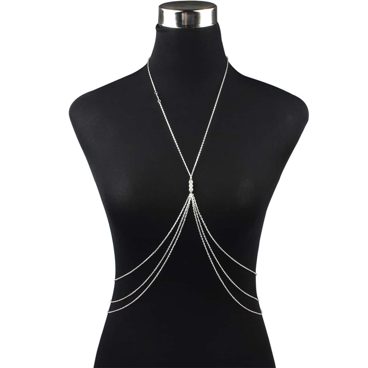 

1pc Layered Body Chain, Silver