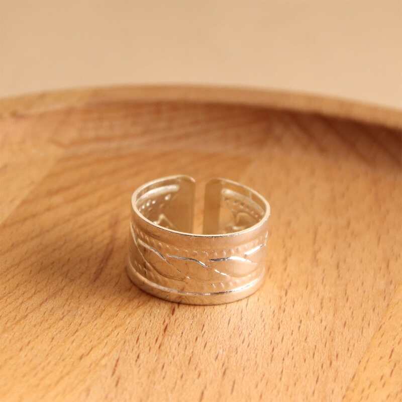 

1pc Simple Cuff Ring, Silver