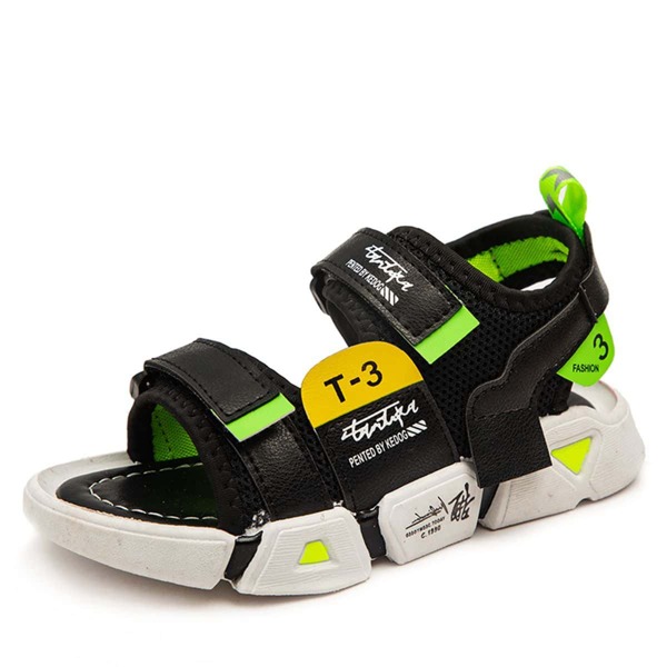 

Boys Letter Graphic Velcro Strap Sandals, Black