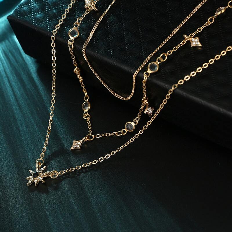 

1pc Star Charm Layered Necklace, Gold