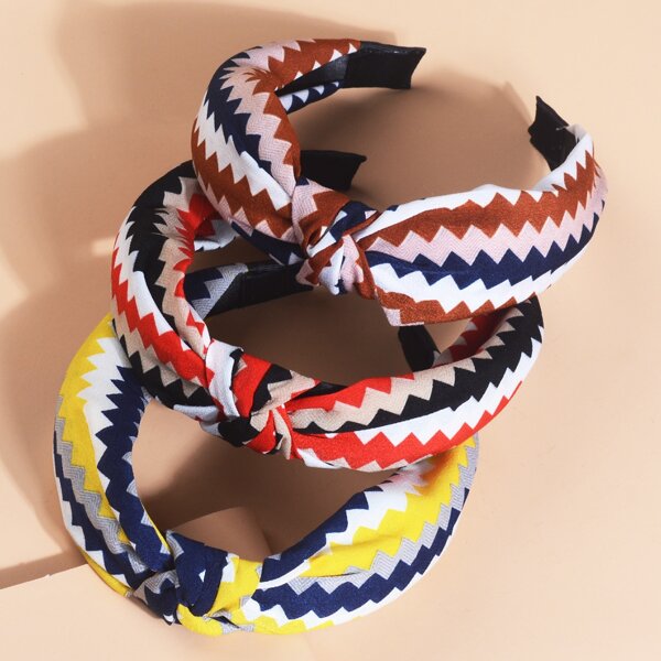 

3pcs Toddler Girls Geo Print Hair Hoop, Multicolor