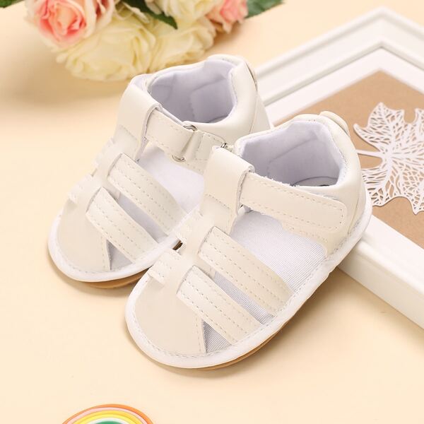 

Baby Boy Cut Out Velcro Strap Sandals, White