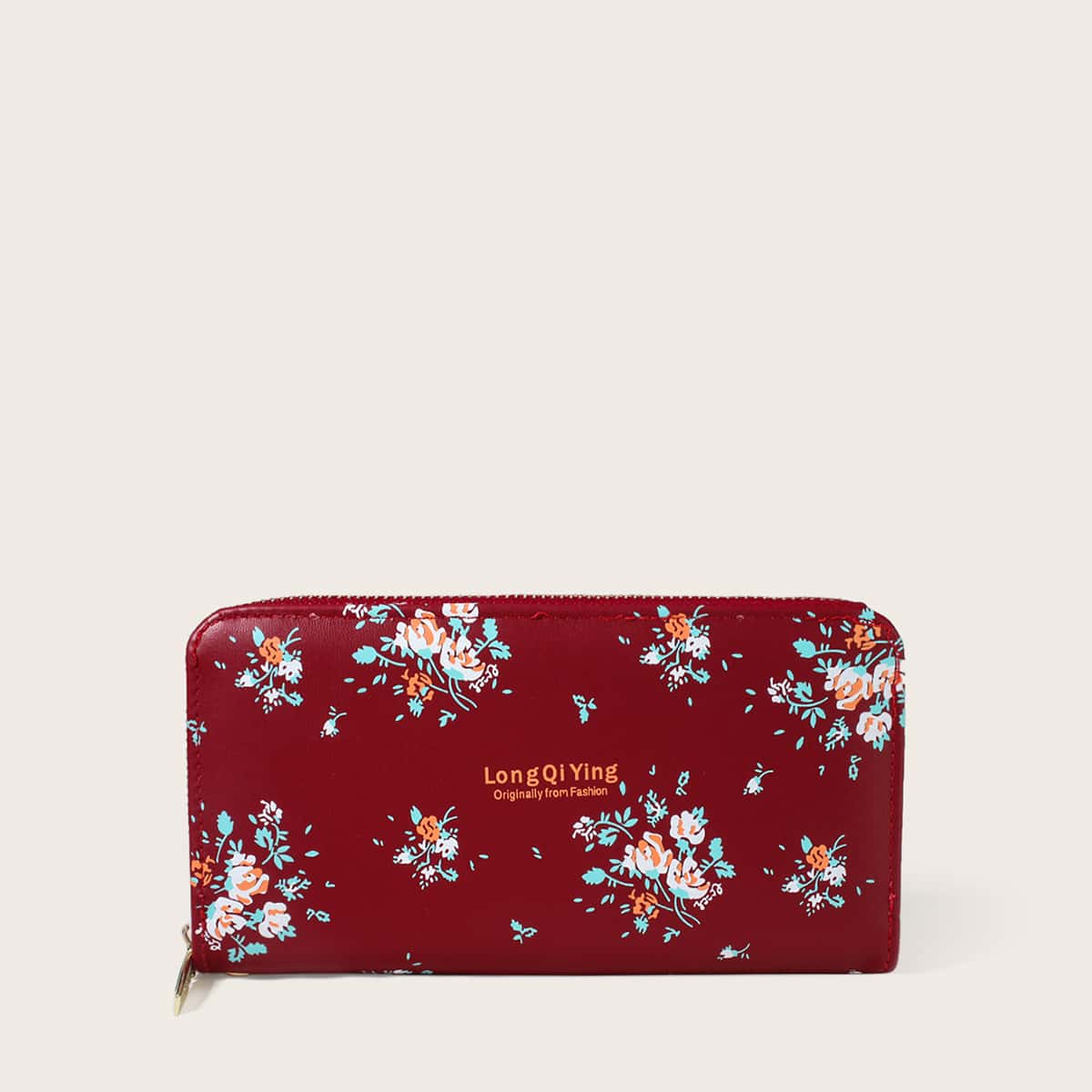 

Floral Zip Around Purse, Burgundy