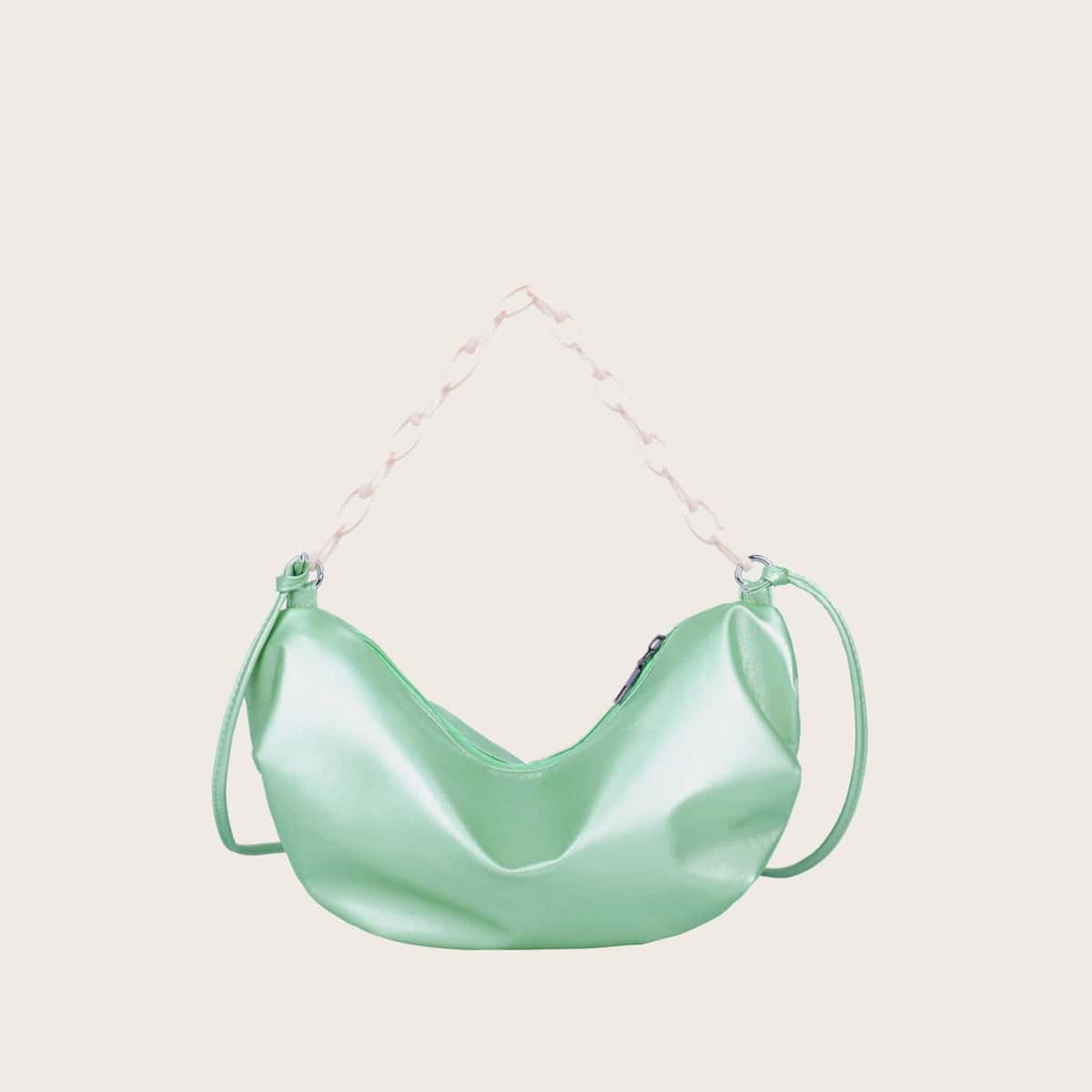 

Solid Chain Satchel Bag, Mint green