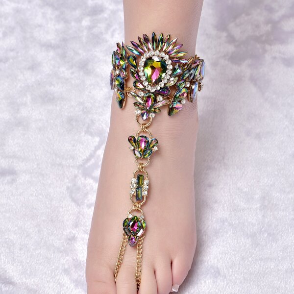 

Rhinestone Toe Ring Anklet, Multicolor