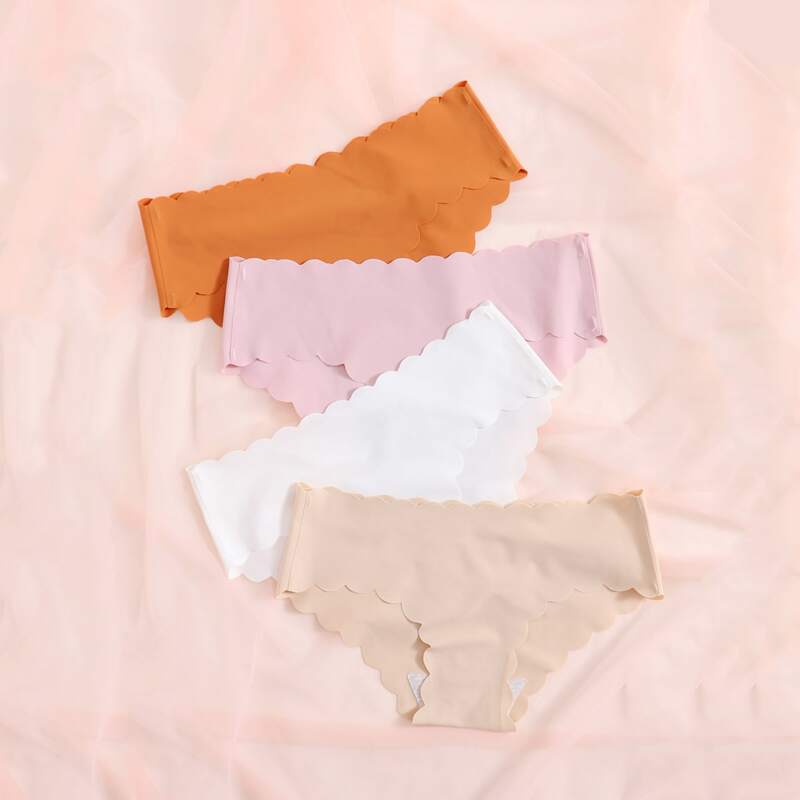 

4pack Scallop Trim Seamless Panty, Multicolor