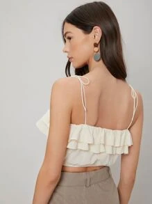 SHEIN เสื้อครอปท็อป นัวเนีย / ระบาย - สีครีม/สีเบจ - ดู 2