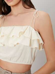 SHEIN เสื้อครอปท็อป นัวเนีย / ระบาย - สีครีม/สีเบจ - ดู 5