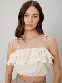 SHEIN เสื้อครอปท็อป นัวเนีย / ระบาย - สีครีม/สีเบจ - ดู 6