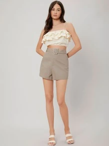 SHEIN เสื้อครอปท็อป นัวเนีย / ระบาย - สีครีม/สีเบจ - ดู 10