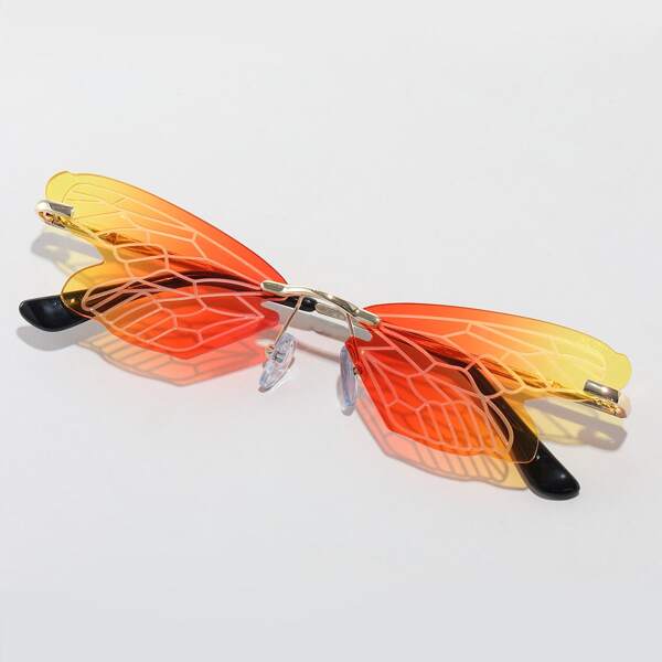 

Rimless Wing Frame Sunglasses