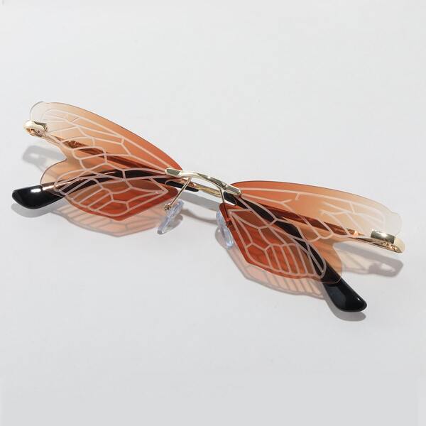 

Rimless Wing Frame Sunglasses