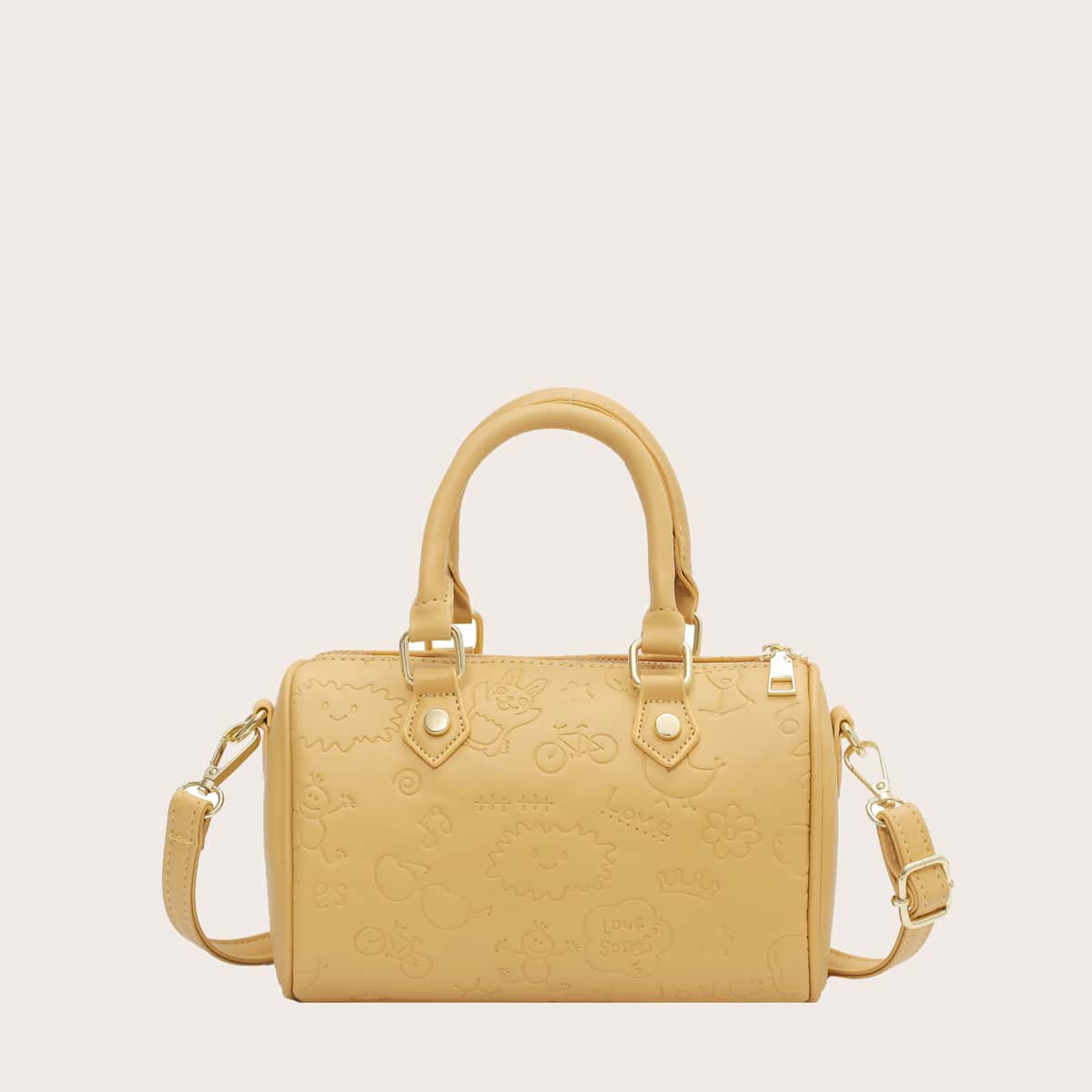

Cartoon Embossed Boston Bag, Yellow
