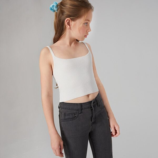 

Girls Rib-knit Top, White