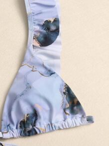 3packs Marble Print Triangle Bikini Set & Beach Skirt - Multicolor - View 3