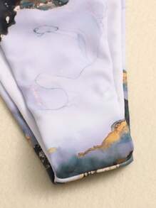 3packs Marble Print Triangle Bikini Set & Beach Skirt - Multicolor - View 4