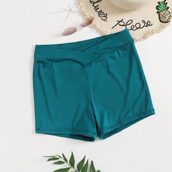 

Plus Solid Bikini Shorts, Teal blue