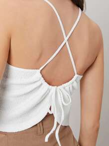 MOTF PREMIUM CRISS-CROSS SMOCKED TOP - White - View 5