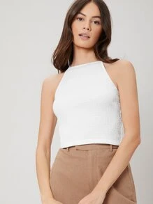 MOTF PREMIUM CRISS-CROSS SMOCKED TOP - White - View 7