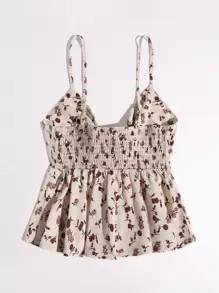 Soleia Top de tirantes peplum floral de espalda fruncido con cordón delantero - Multicolor - Ver 2