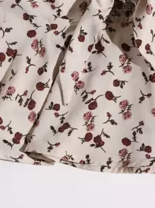 Soleia Top de tirantes peplum floral de espalda fruncido con cordón delantero - Multicolor - Ver 4